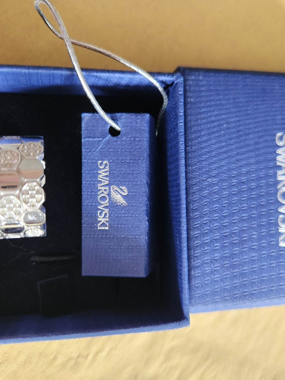 Swarovski Silver Hexagon Shimmer Band Ring - Picture 2 of 2